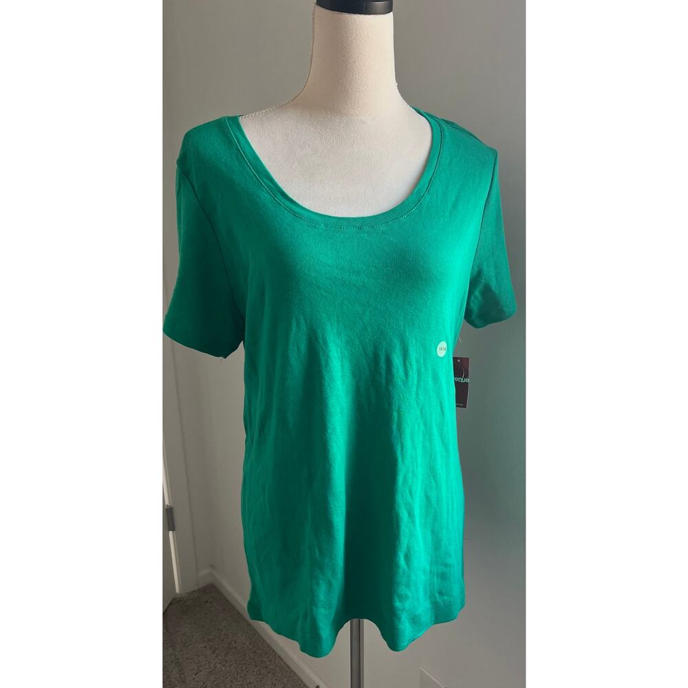 NWT Avenue Your Tee Green All Cotton Round Neck Short Sleeve Top Shirt‎ 14/16